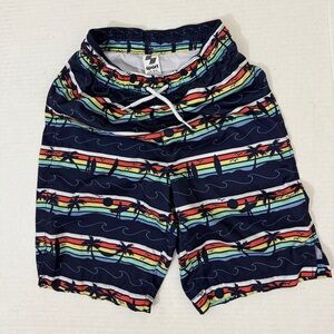 Navy Multi-Color Kids Swim Trunks